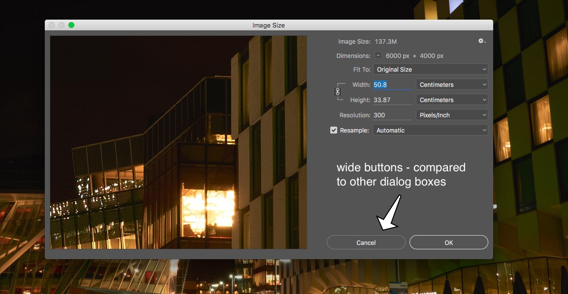 Another dialog box - note the super wide buttons compared to the previous version