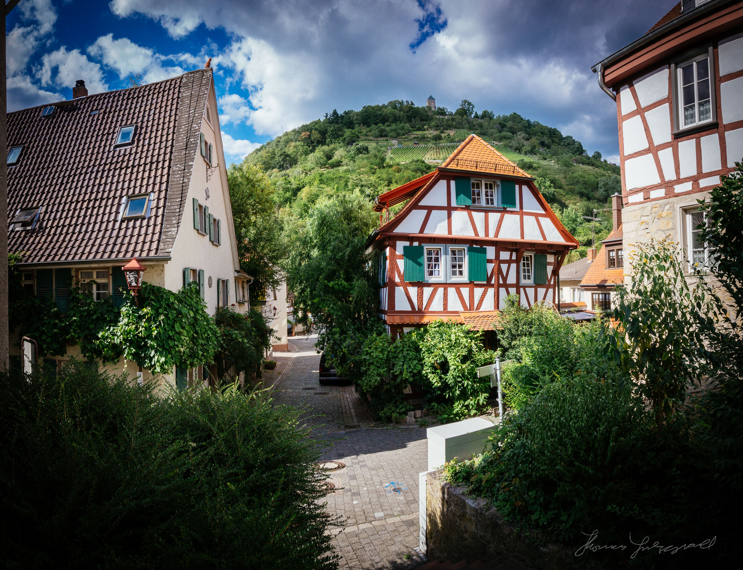 Old street and buildings, Heppenheim, Germany