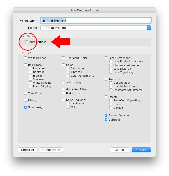 ... but saving a preset does have the Auto option