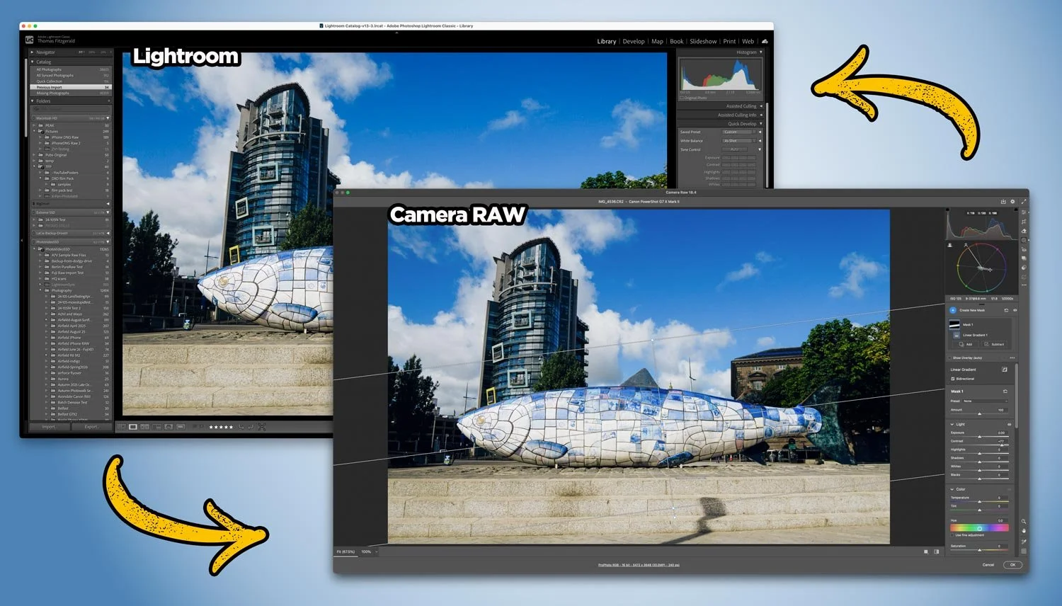 Image representing sending a raw file from Lightroom to Camera RAW in Photoshop