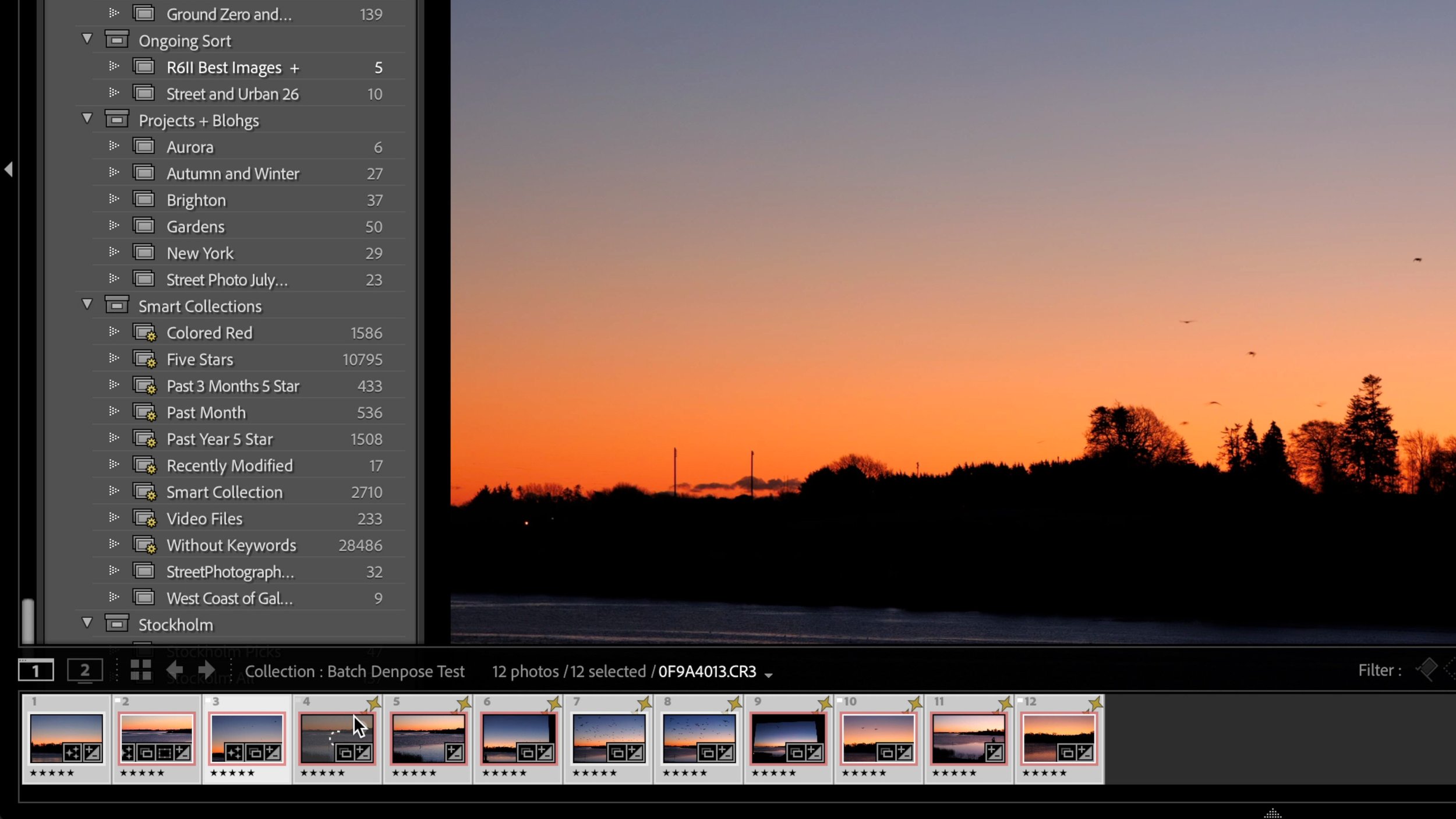 Lightroom Classic Screenshot showing a batch process of AI features updating in the background