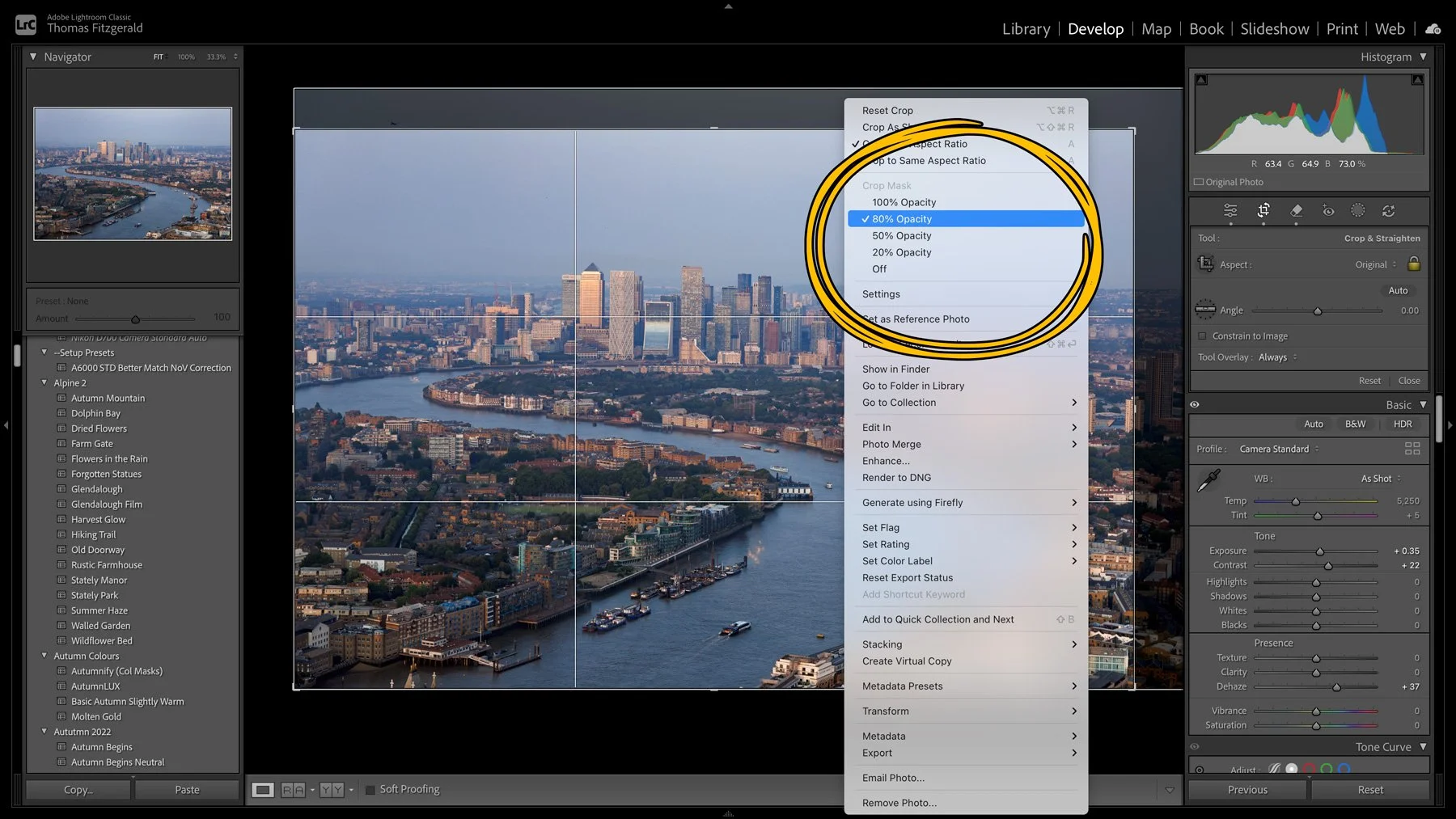 Lightroom 15.5's new Crop Opacity Tools