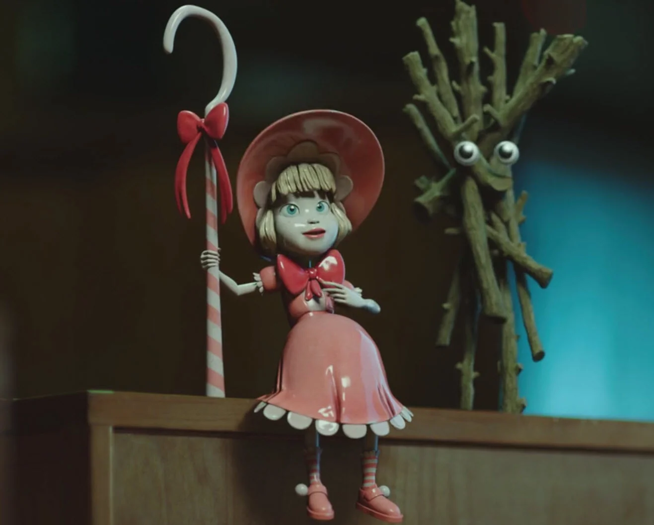 Bo Peep was designed to behave rigidly like she was made of porcelain, but had to deform and preserve volume gracefully.
