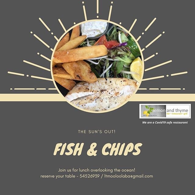 Our Fish and Chips lunch special is back!  The sun is out and today is the prefect day for lunch overlooking the ocean!

Reserve your table now by phoning 5452 6939

#fishandchips #fresh #local #oceanviews #sunisshining #mooloolaba #sunshinecoast #le