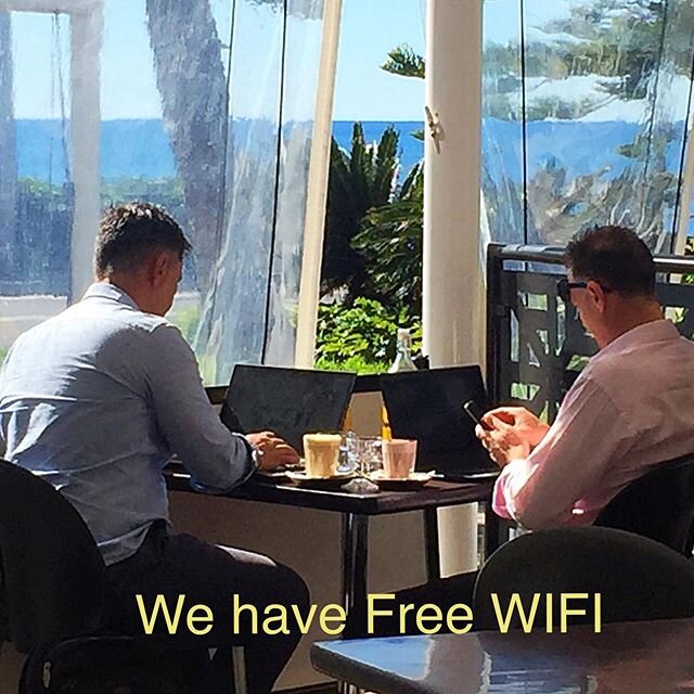 Flexible working conditions means Ocean views, sunshine ☀️ &amp; delicious coffee! 
Free WIFI &amp; loads of smiles at our workplace!
#see you soon 
@lemonthymemooloolaba #mooloolaba #mooloolababeach #lemonthymemooloolaba #grinders #wifi #winterday #