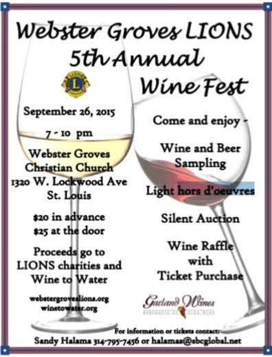 Webster Groves Lions 5th Annual Wine Fest at WGCC