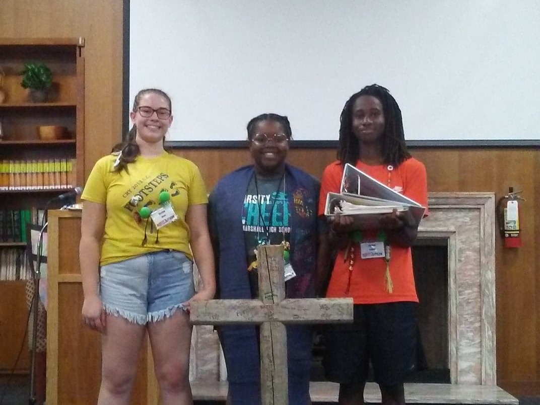 Newly elected officers for the next year: Qu'Naya' Falls (middle), President; Adrienne Layton (left), Vice-President; Khotso Moore, Secretary.