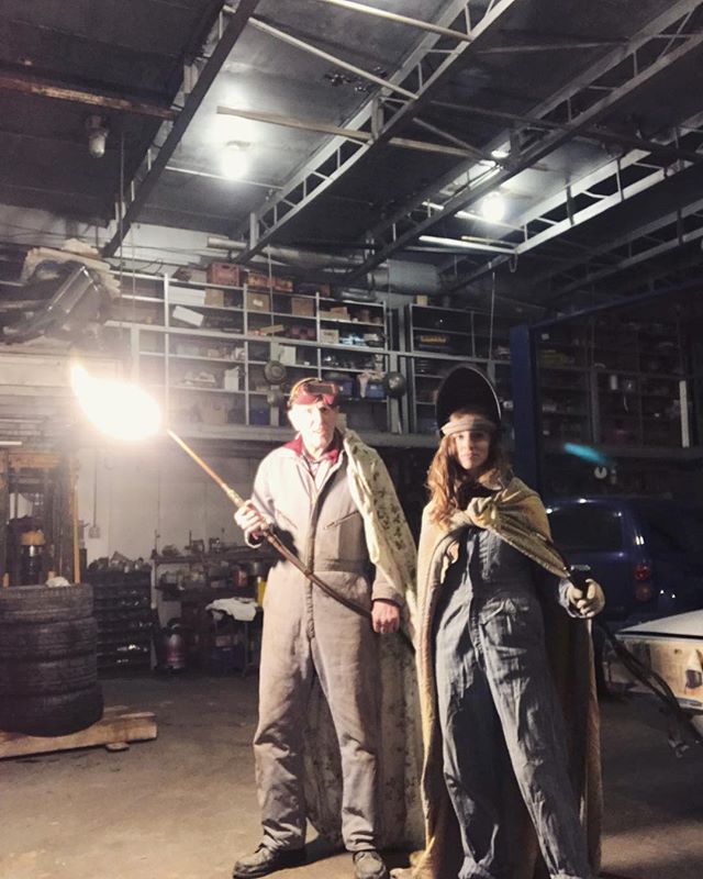 No Outfit Twice Day 2482: Jerry&rsquo;s Garage. Our EP drops at midnight. And yes. That is a blowtorch. 👨🏼&zwj;🏭👩&zwj;🏭🔥🔥🔥🔥🔥🔥🔥🔥 #nooutfittwicechallenge #nooutfittwice #ootd #dontmesswithmybestie #mygrandpaisbetterthanyourgrandpa #garageg