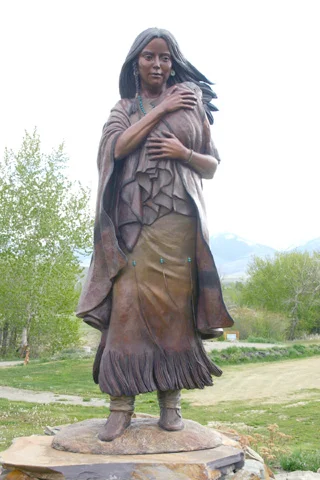 "Sacajawea and Pomp" bronze monument 6'8" H