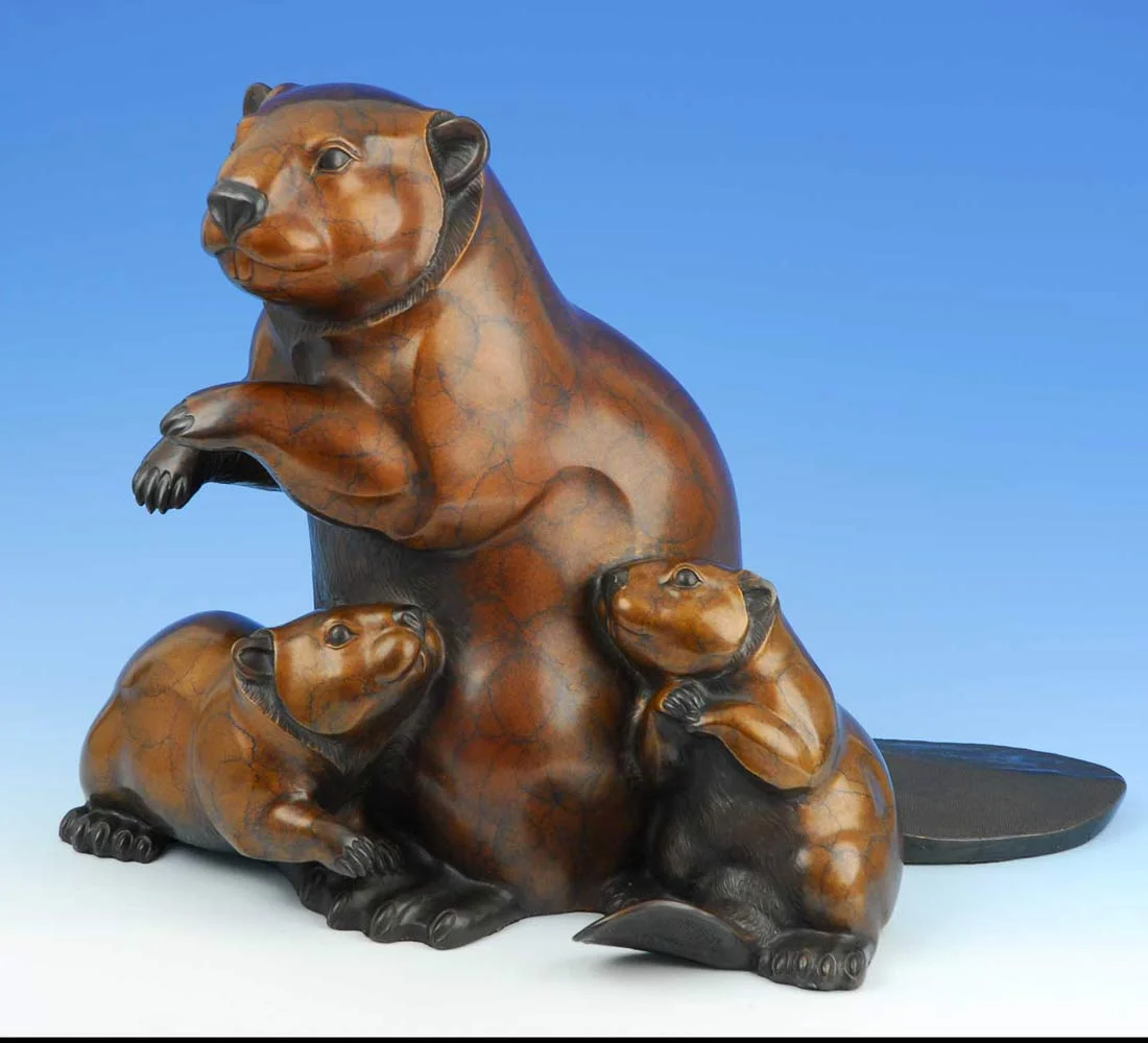 "Mom & the Kits", bronze 15" T x 21" L x 14.5" D, Ed.75