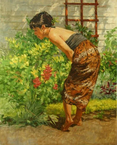 "Erica in the Garden" oil 30"x24"