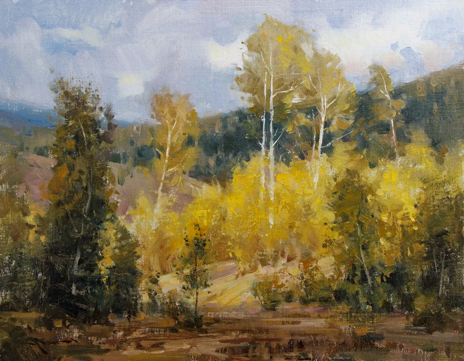 "Golden Opening" oil 14"x18"