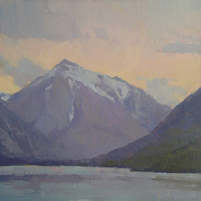 "Wallow Lake Twilight" oil 8"x8"