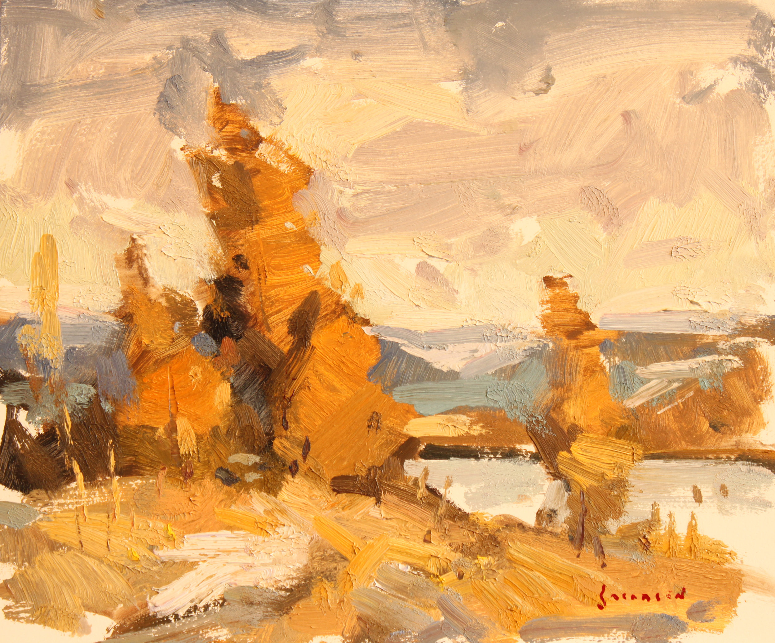 "By the Lake" oil 10"x12"