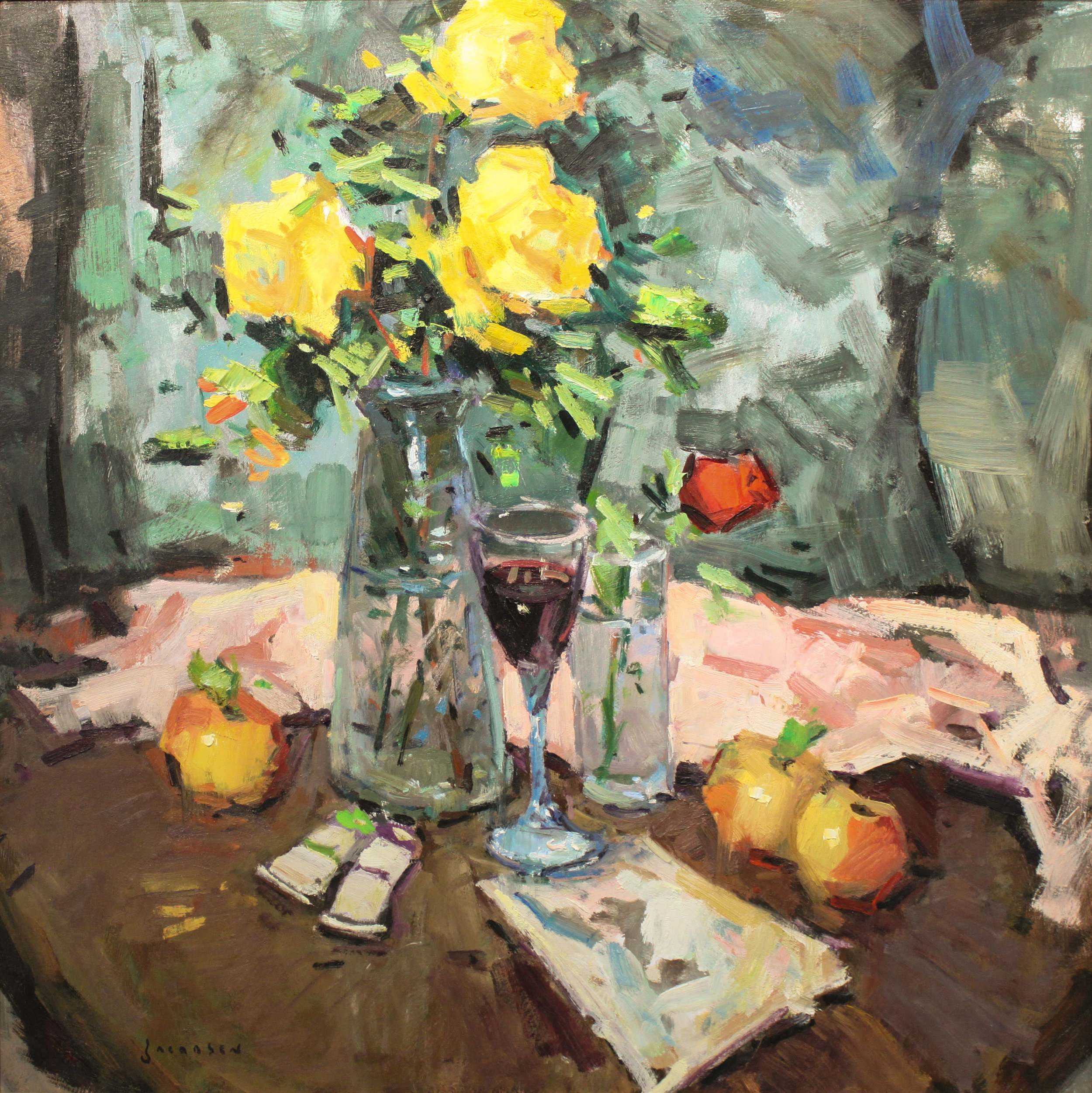 "Roses and Merlot" oil 28"x28"