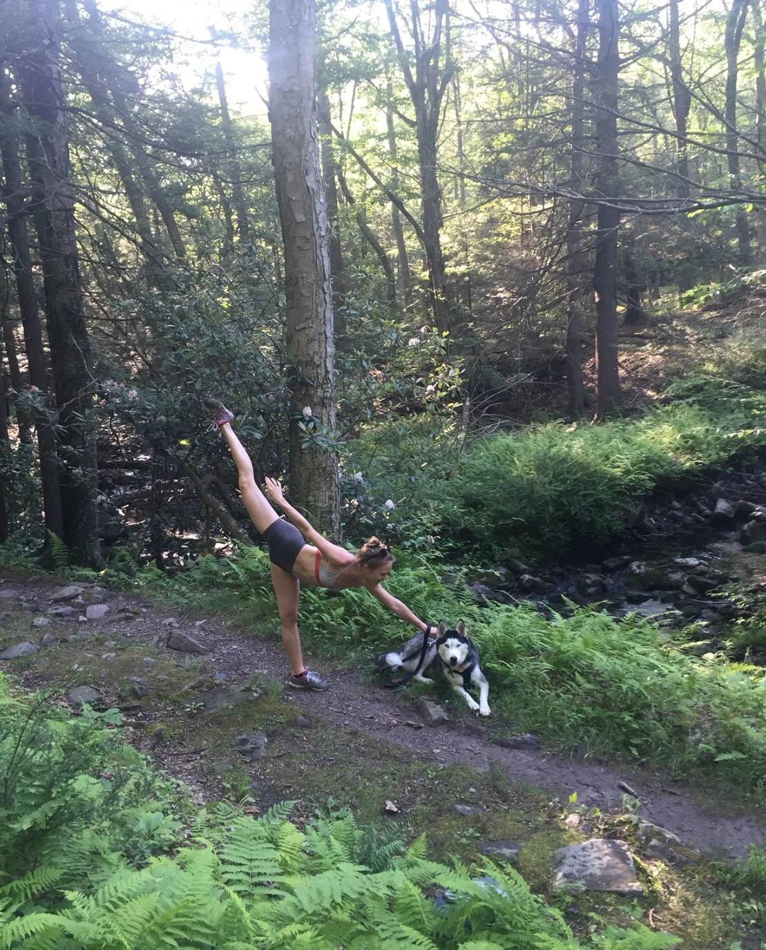 Jillian and Balto on the AT in the Del. River Water Gap. Photo by Ken.