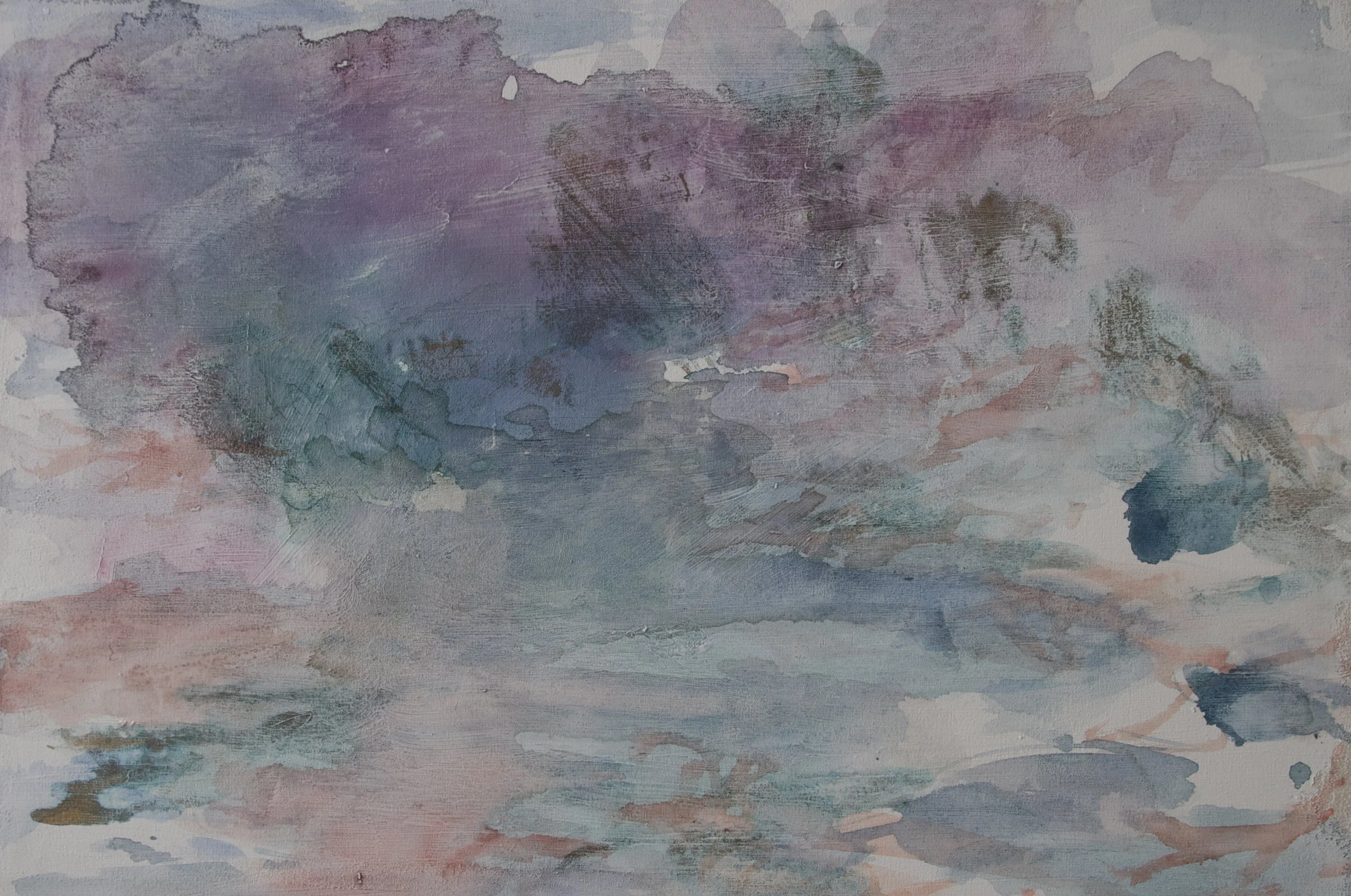 Abstract, “invented” landscape; watercolor on canvas.