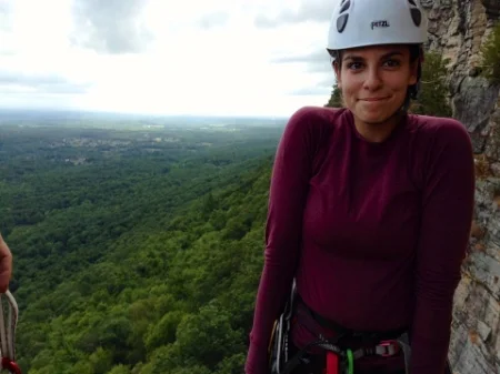 The lovely Allie Levy rock climbing in the Shawangunks. Photograph by Michi Arai