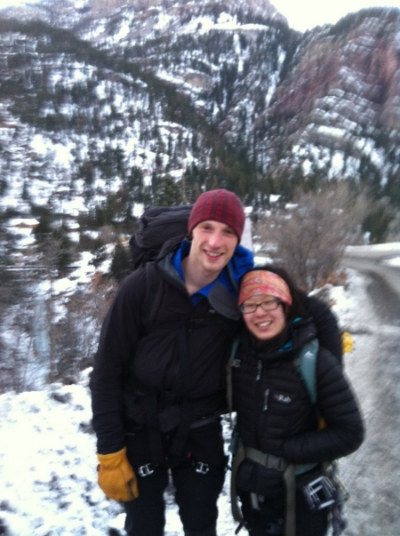 Jon and me after a day of slaying ice in Ouray, Colorado
