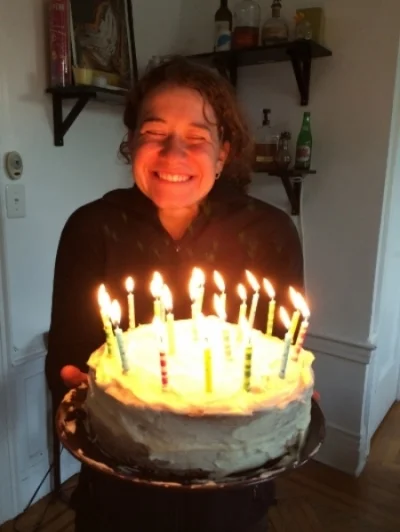 Natal’s twenty-eighth birthday: whiskey carrot cake and cream cheese icing. Cake for breakfast for at least a week…