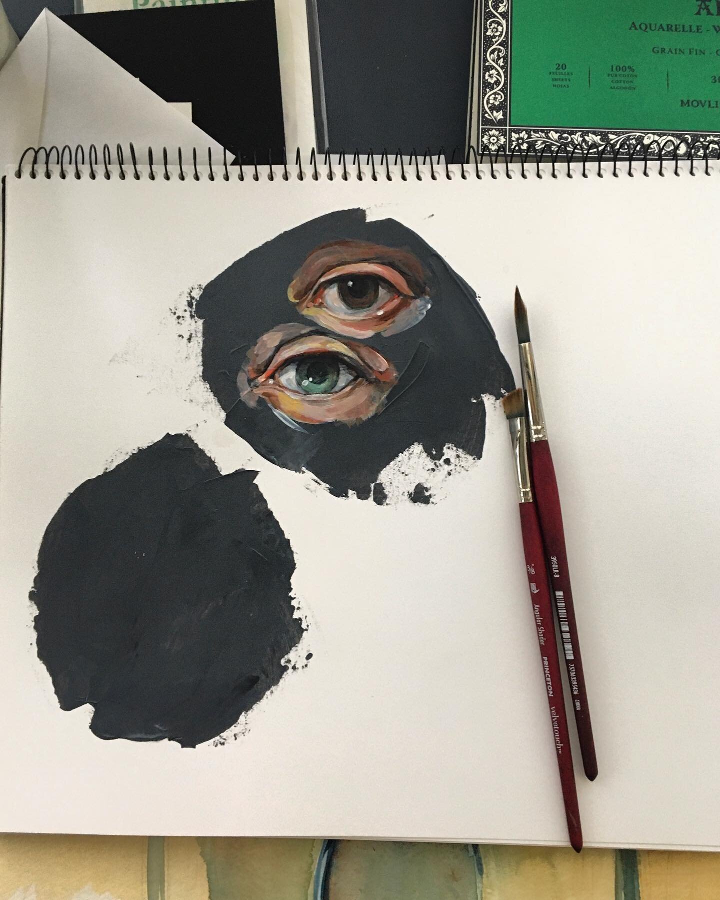 Paint&rsquo;s been giving me eyes 👁 
Practice makes progress.
.
.
.
.
.
.
.
.
#artistsoninstagram #portraiture #painting #sketchbook #artpractice #artstudio