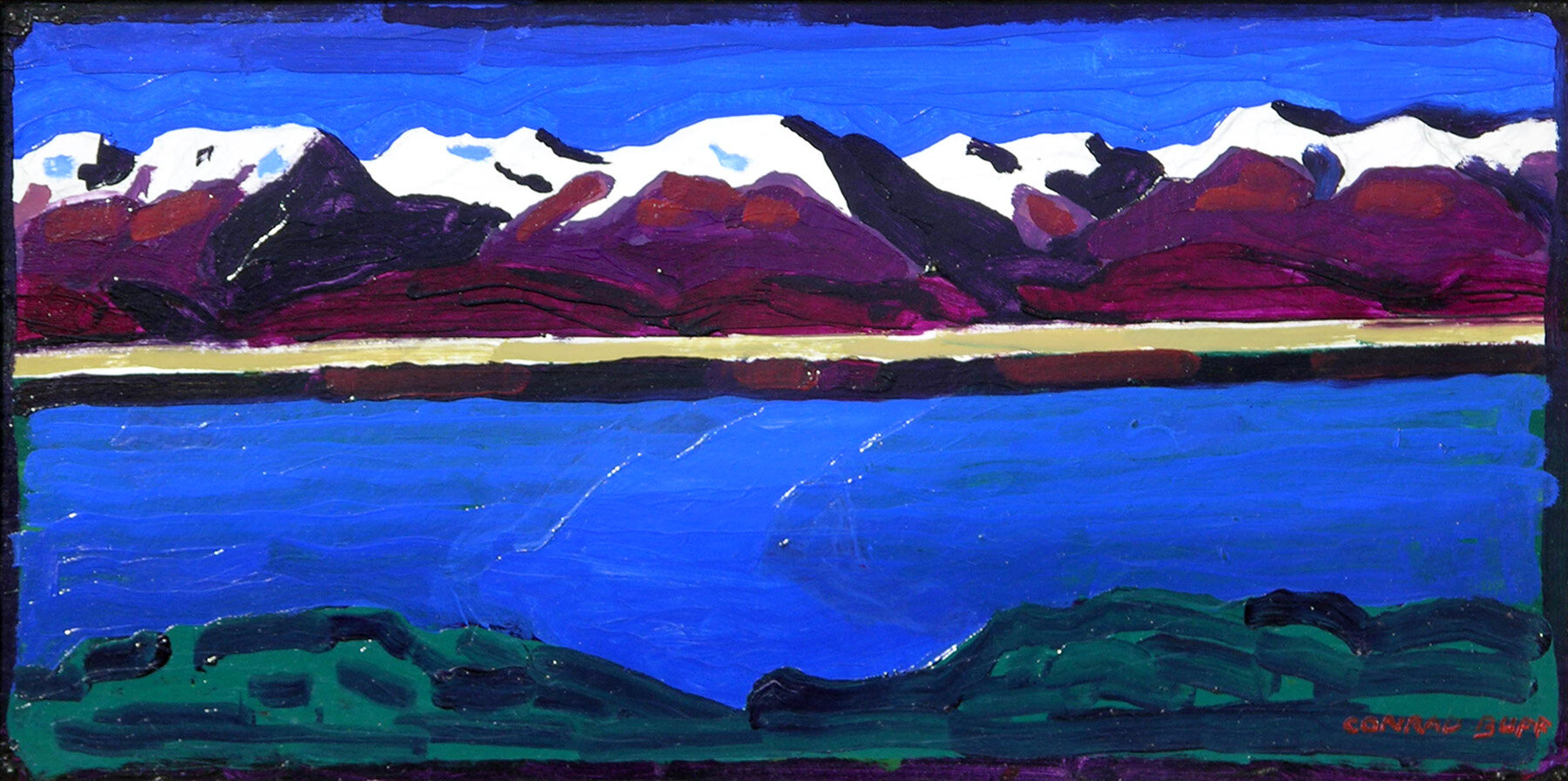   Vista with Lake,  Oil on Board, 9” x 18” 