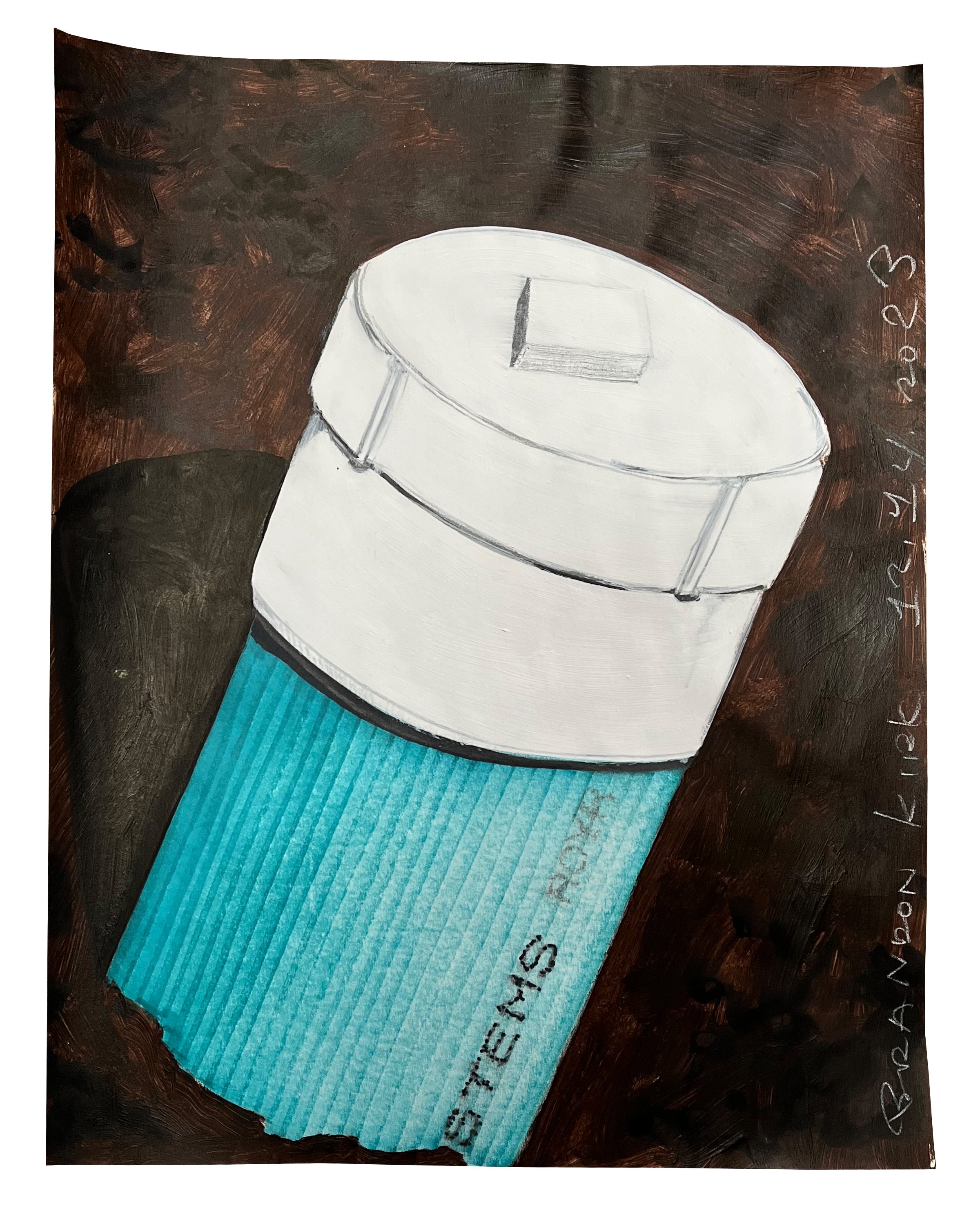 Laps, 2023 14 x 11 inches Acrylic, ink, graphite and charcoal on paper