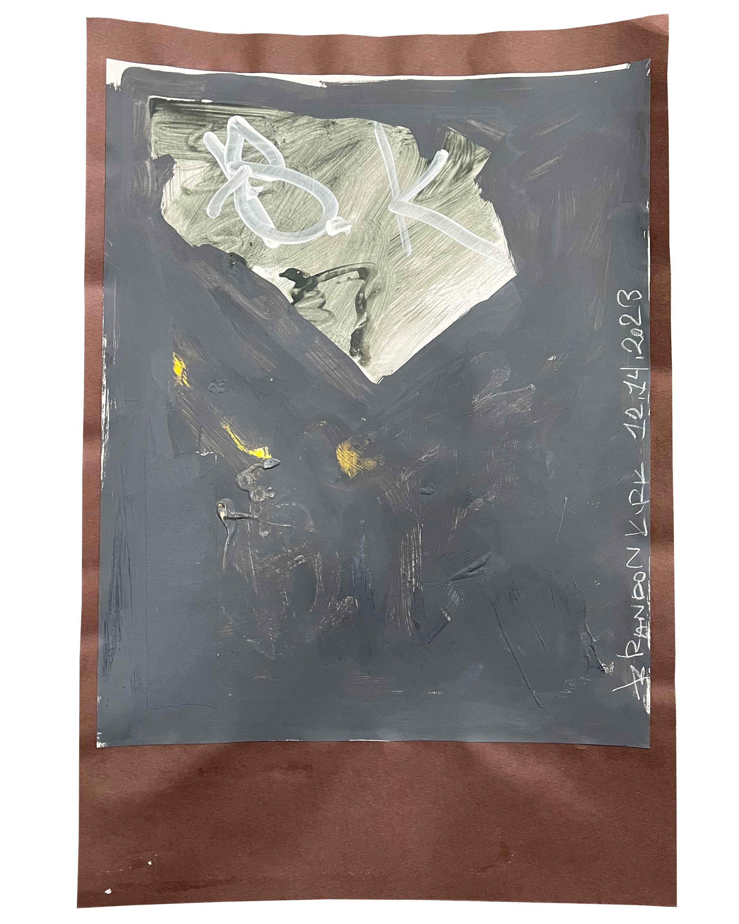 Untitled Self Portrait, 2023 18 x 12 inches Household, acrylic and charcoal on paper