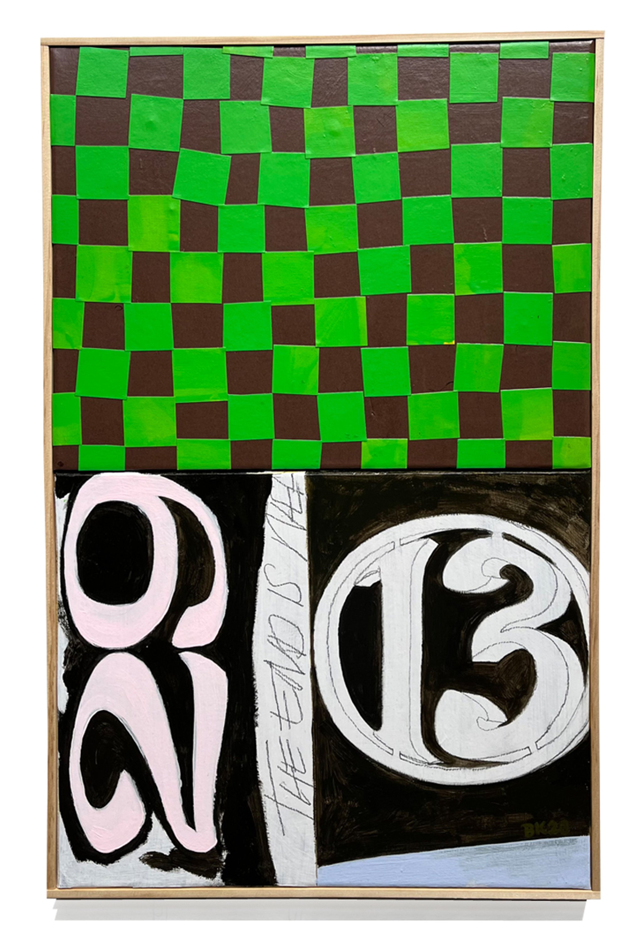 Untitled Screen (BB2020), 2023 18 x 12 inches overall Acrylic, gouache, graphite and paper on canvas panels in artist frame