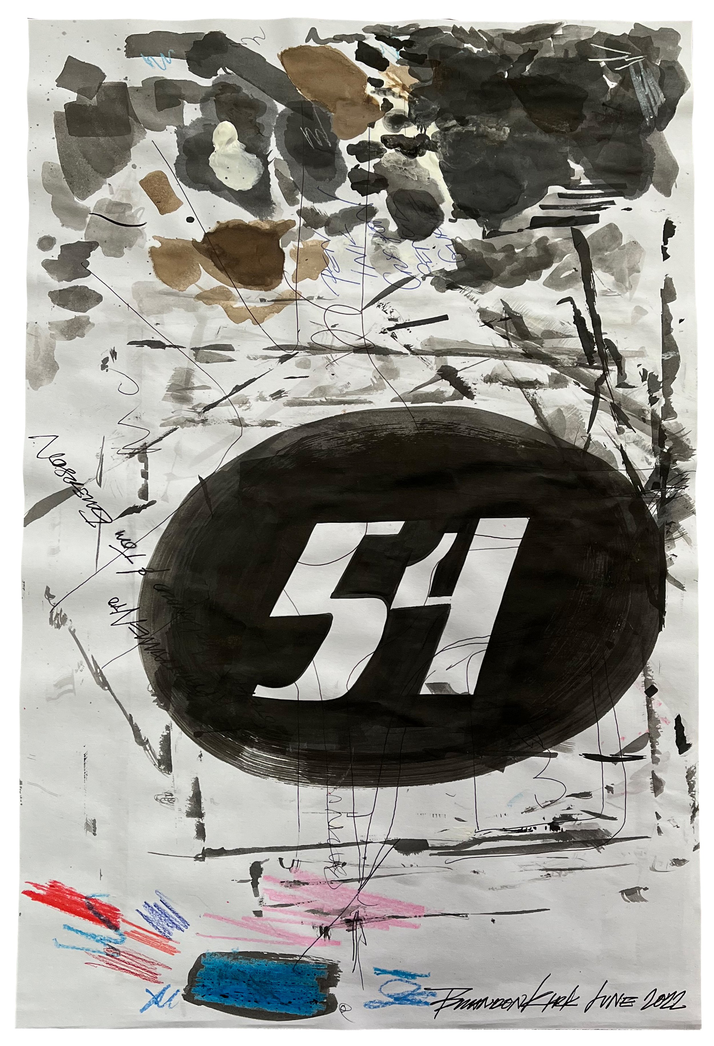 Love (Blotter), 2022 18 x 12 inches Ink, gouache, crayon and graphite on paper
