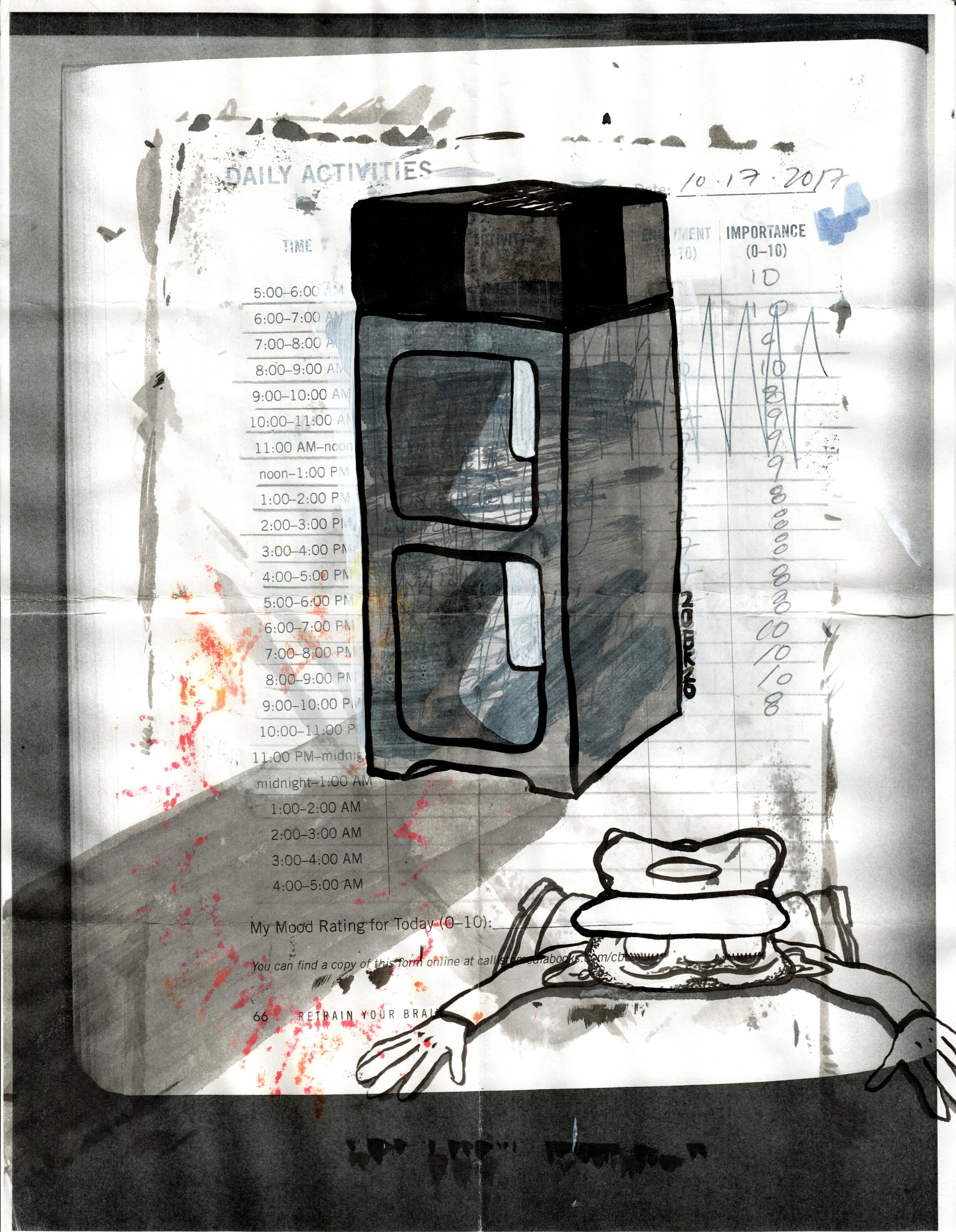 Untitled Self Portrait (CBT), 2020 11 x 8.5 inches Ink, acrylic and toner on paper