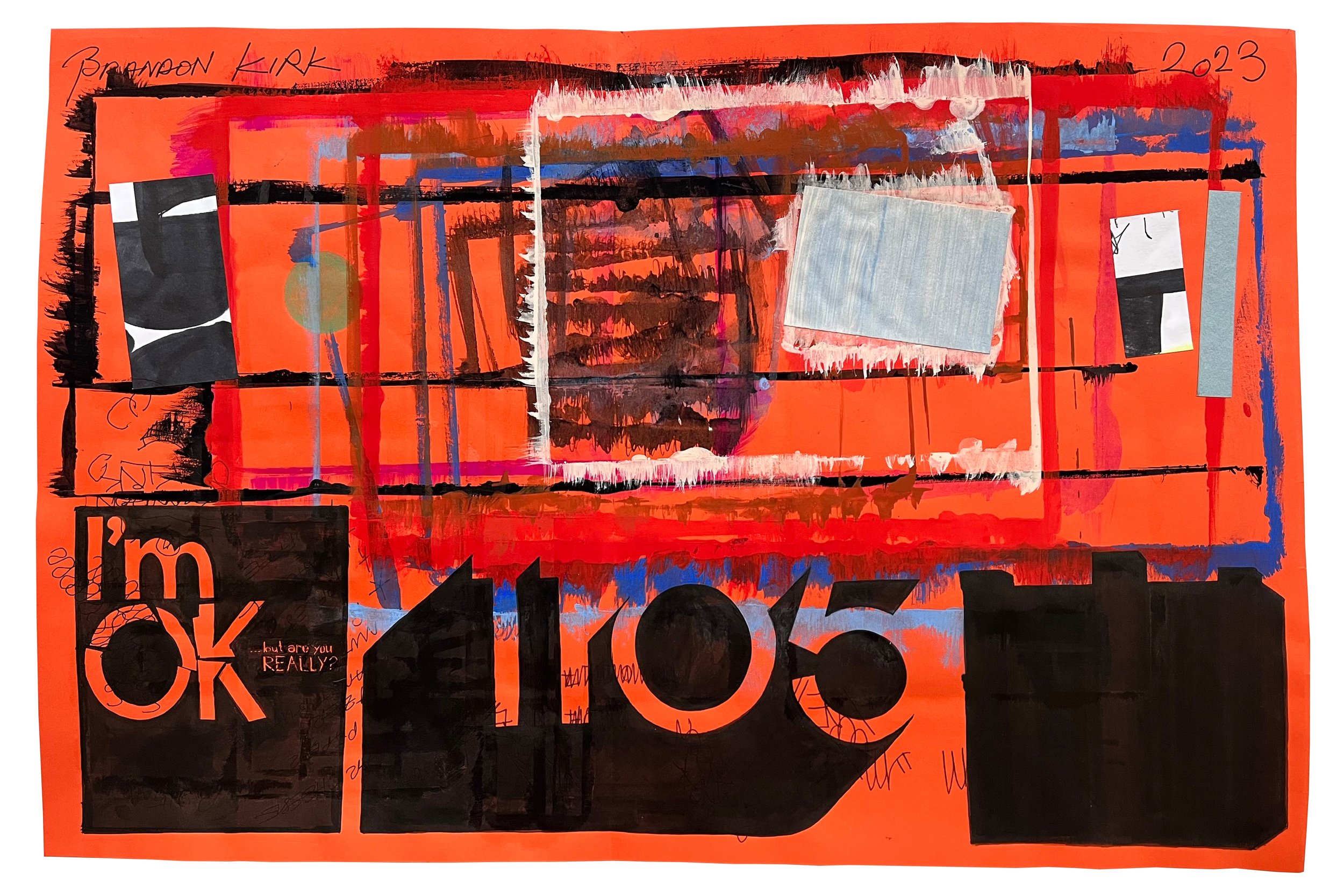 Seven Mile Laps (Blotter), 2023 12 x 18 inches Acrylic, Gouache and ink on paper