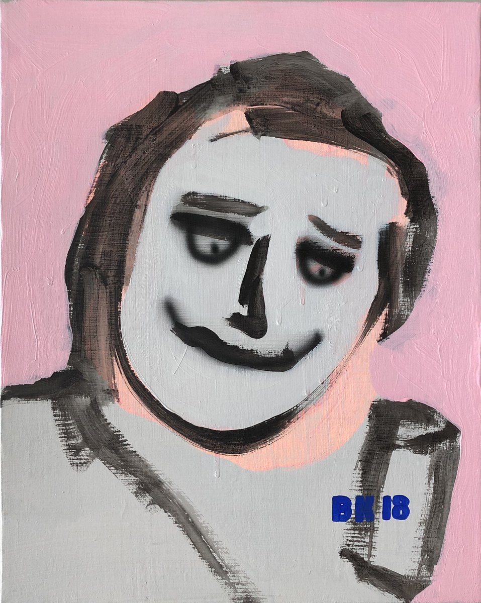 Man With Can (Self Portrait), 2018 20 x 16 inches Acrylic and airbrush on canvas