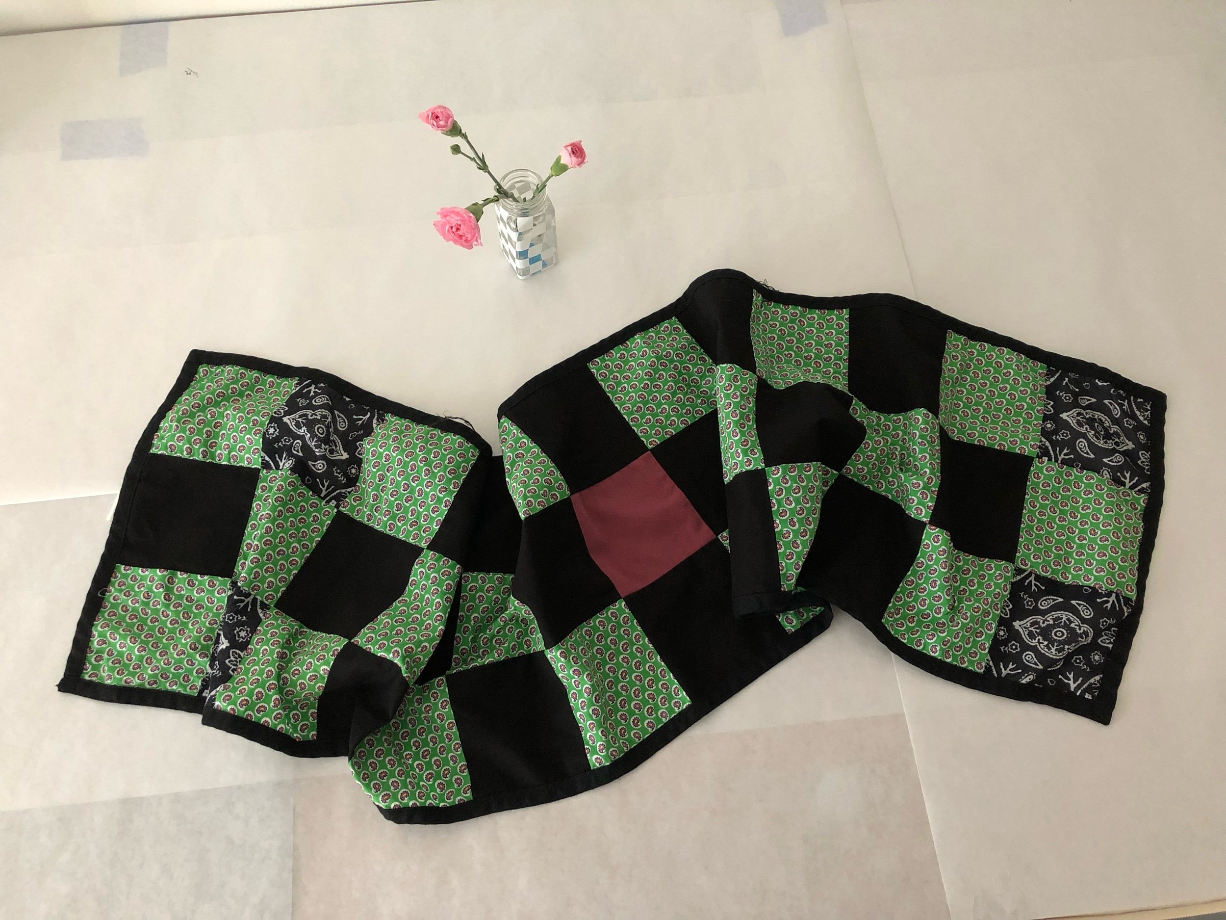 Patchwork Scarf, 2019 57 x 13 inches Unique Item Vintage fabrics; cotton and printed cotton tiles