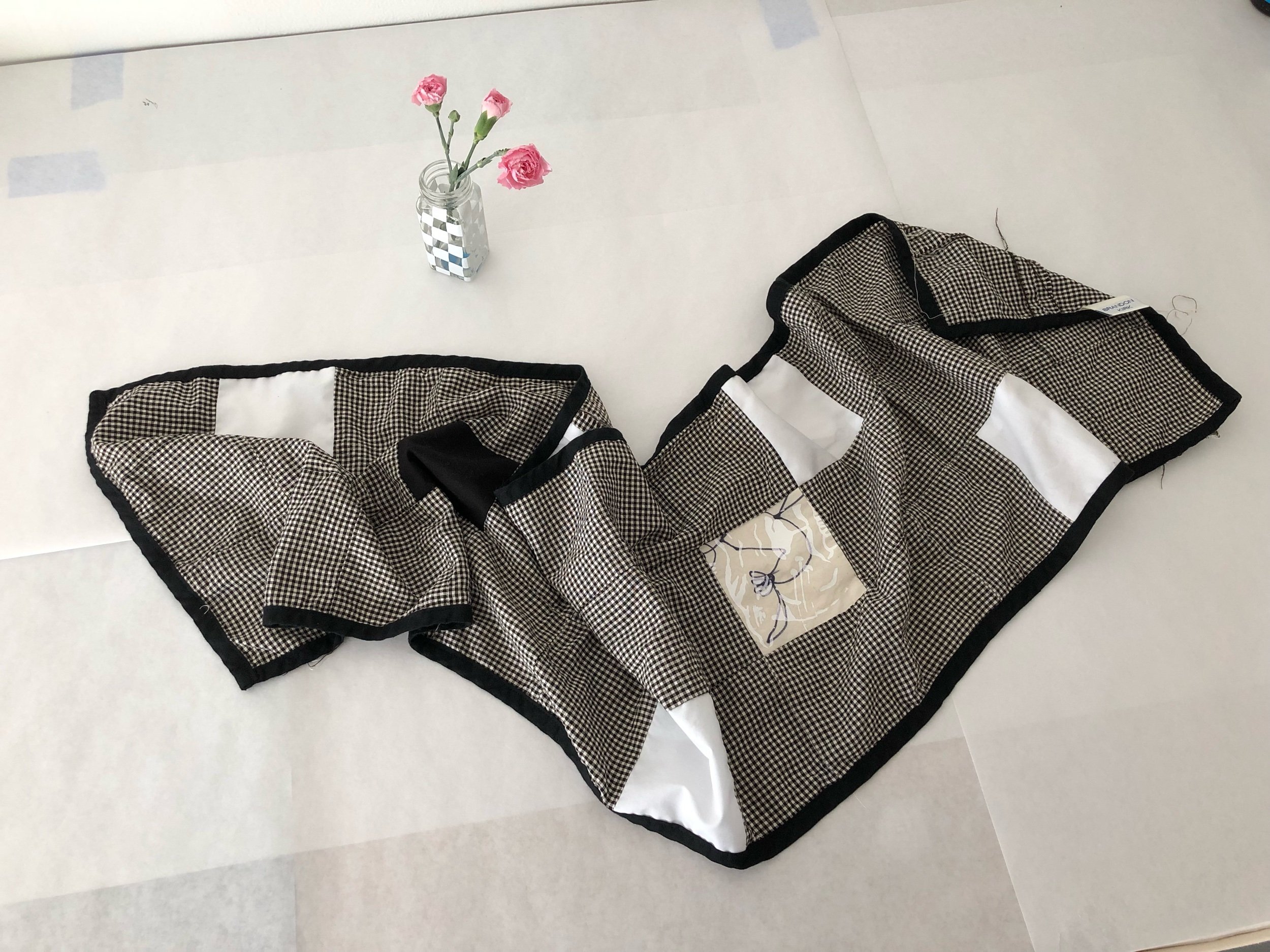 Patchwork Scarf, 2019 57 x 13 inches Unique Item Vintage fabrics; cotton, screenprinted cotton and silk tiles