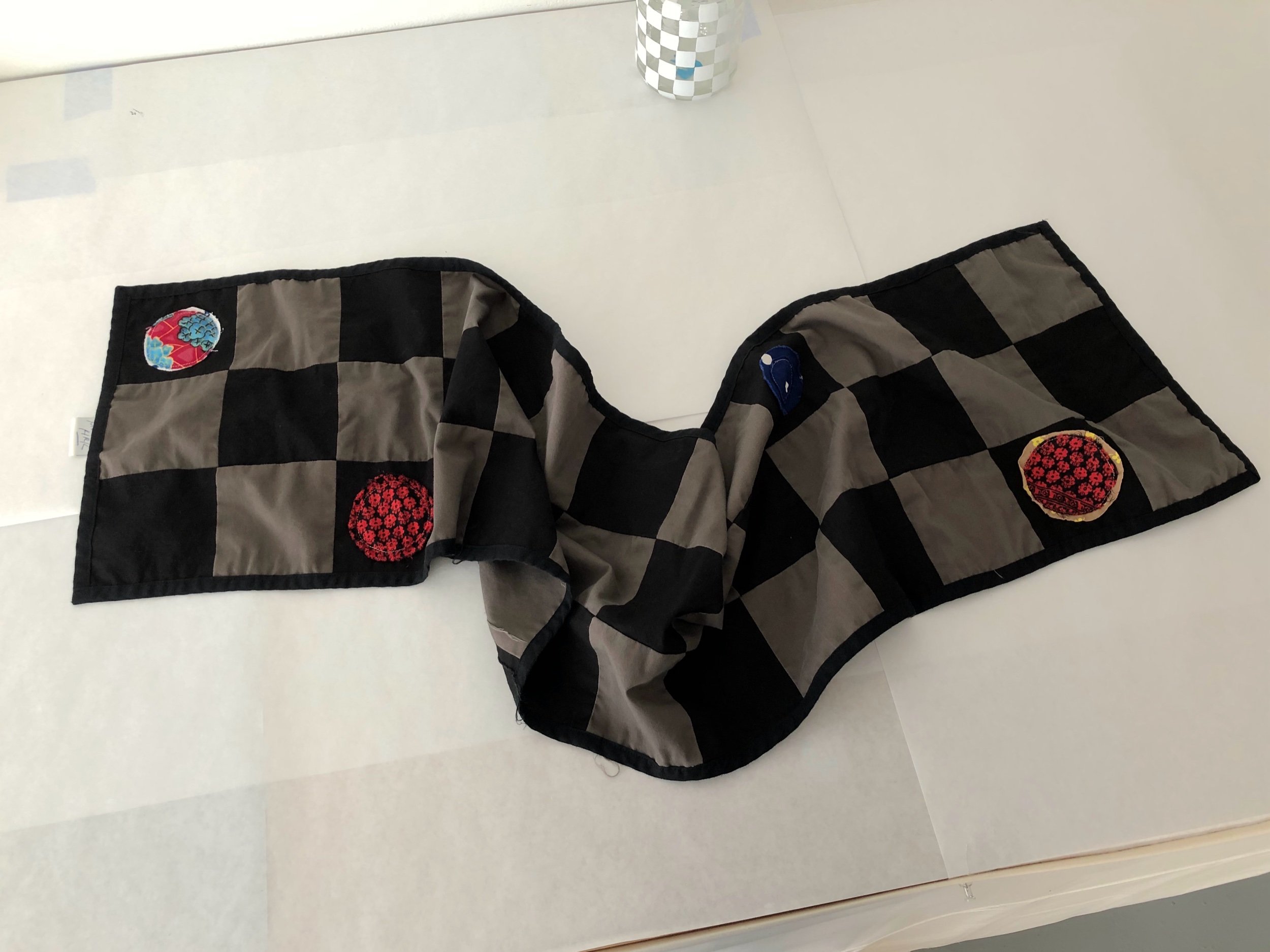 Patchwork Scarf, 2019 57 x 13 inches Unique Item Vintage fabrics; cotton and printed cotton tiles with appliqué