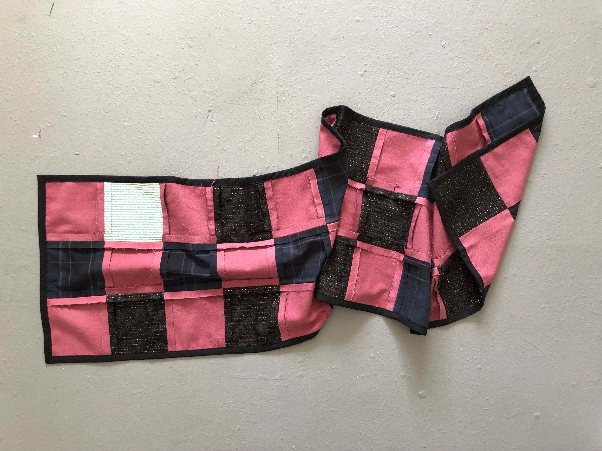 Patchwork Scarf, 2018 57 x 13 inches Unique Item Vintage fabrics; cotton and wool lamé tiles