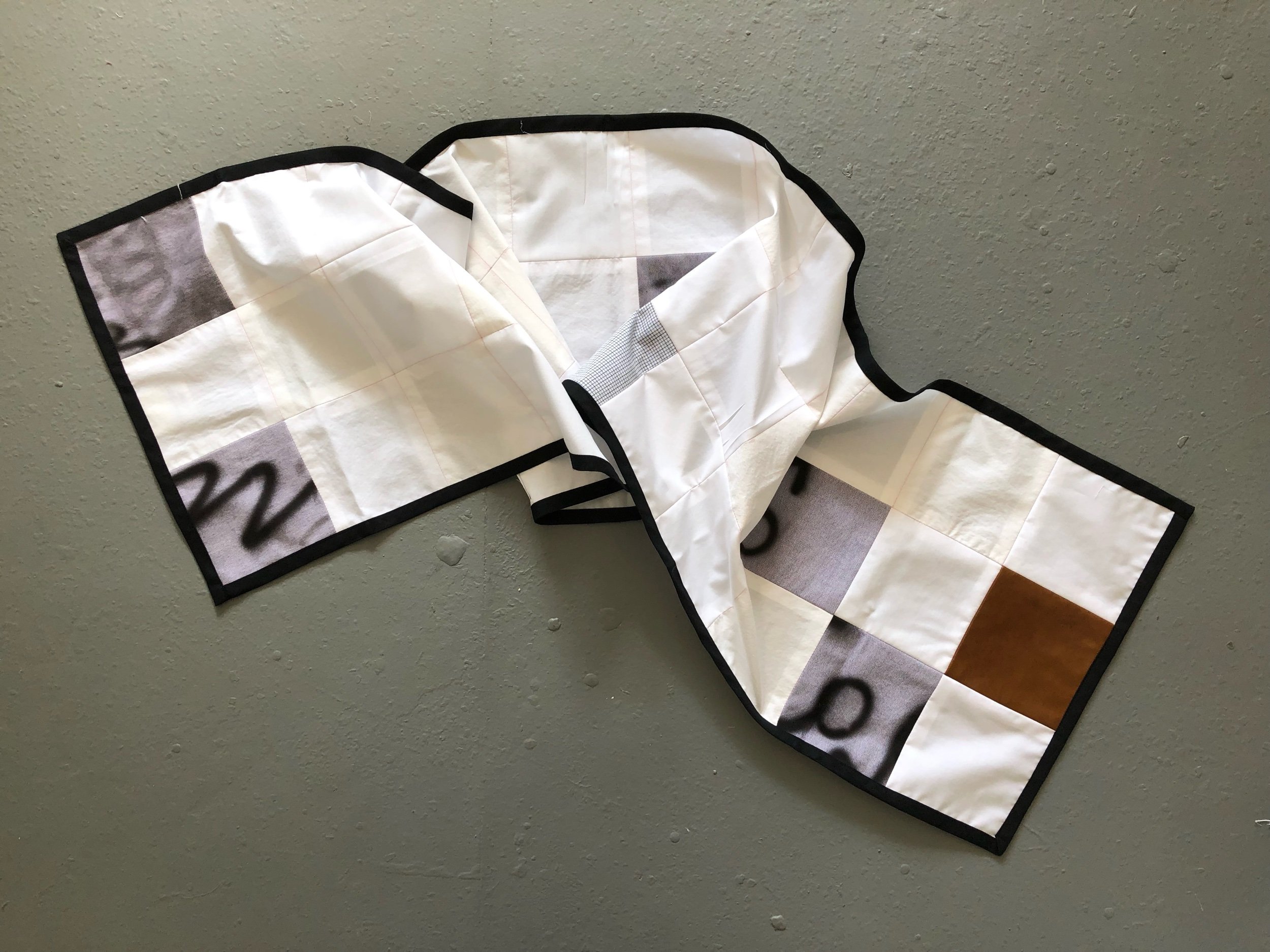 Patchwork Scarf, 2018 57 x 13 inches Unique Item Vintage fabrics; cotton, airbrushed cotton and lambskin tiles