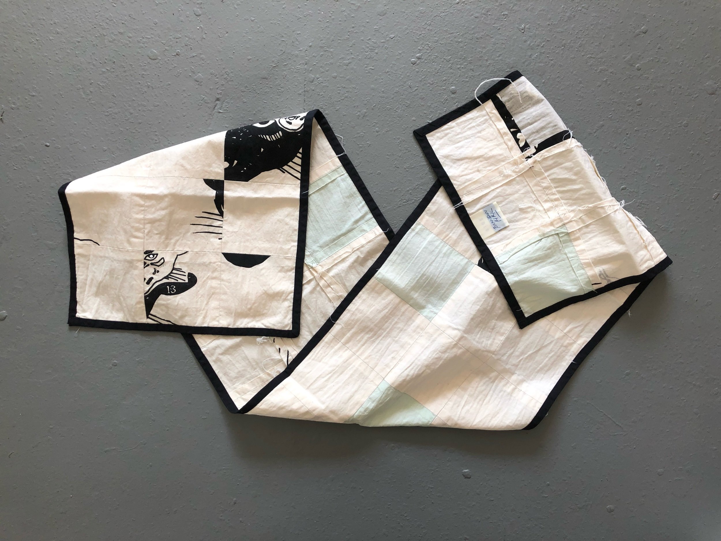 Patchwork Scarf, 2018 57 x 13 inches Unique Item Vintage fabrics; cotton and silkscreened cotton tiles