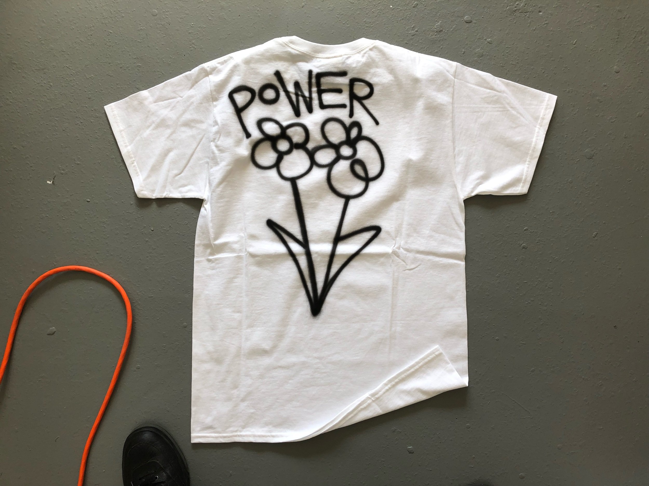 Flower Power Shirt (front), 2018 Unique Item Cotton silkscreened and airbrushed with hand drawn graphics