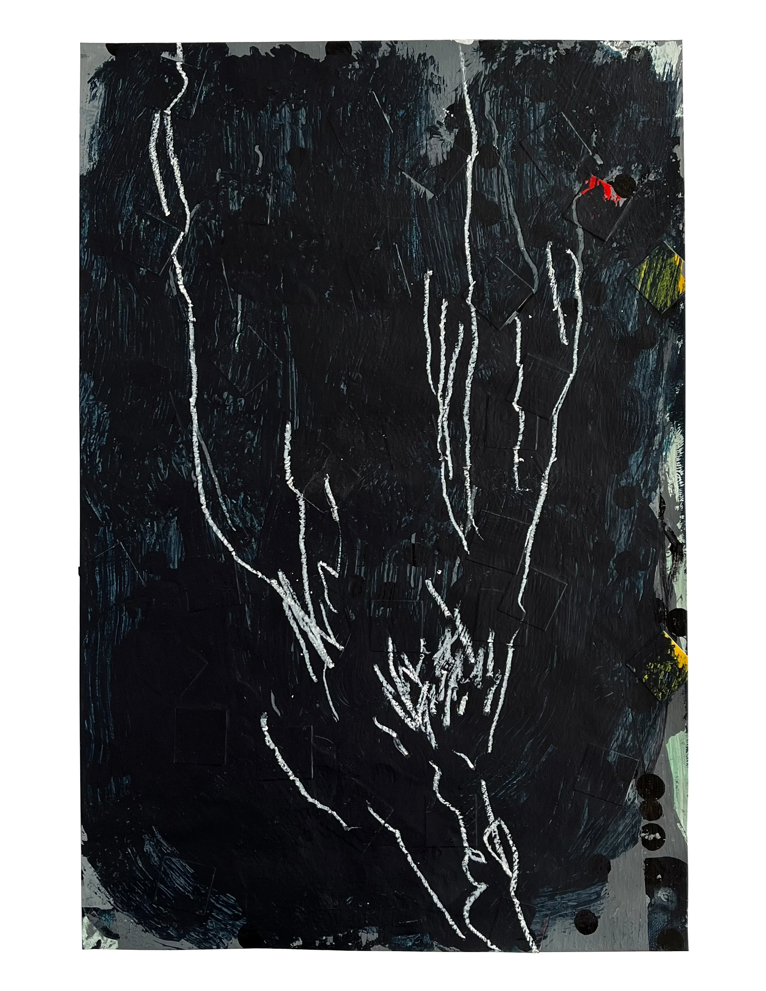 Have You Ever Read 1984? (0050), 2025 18 × 12 inches Acrylic, gesso, household paint, paper, ink, and wax pencil