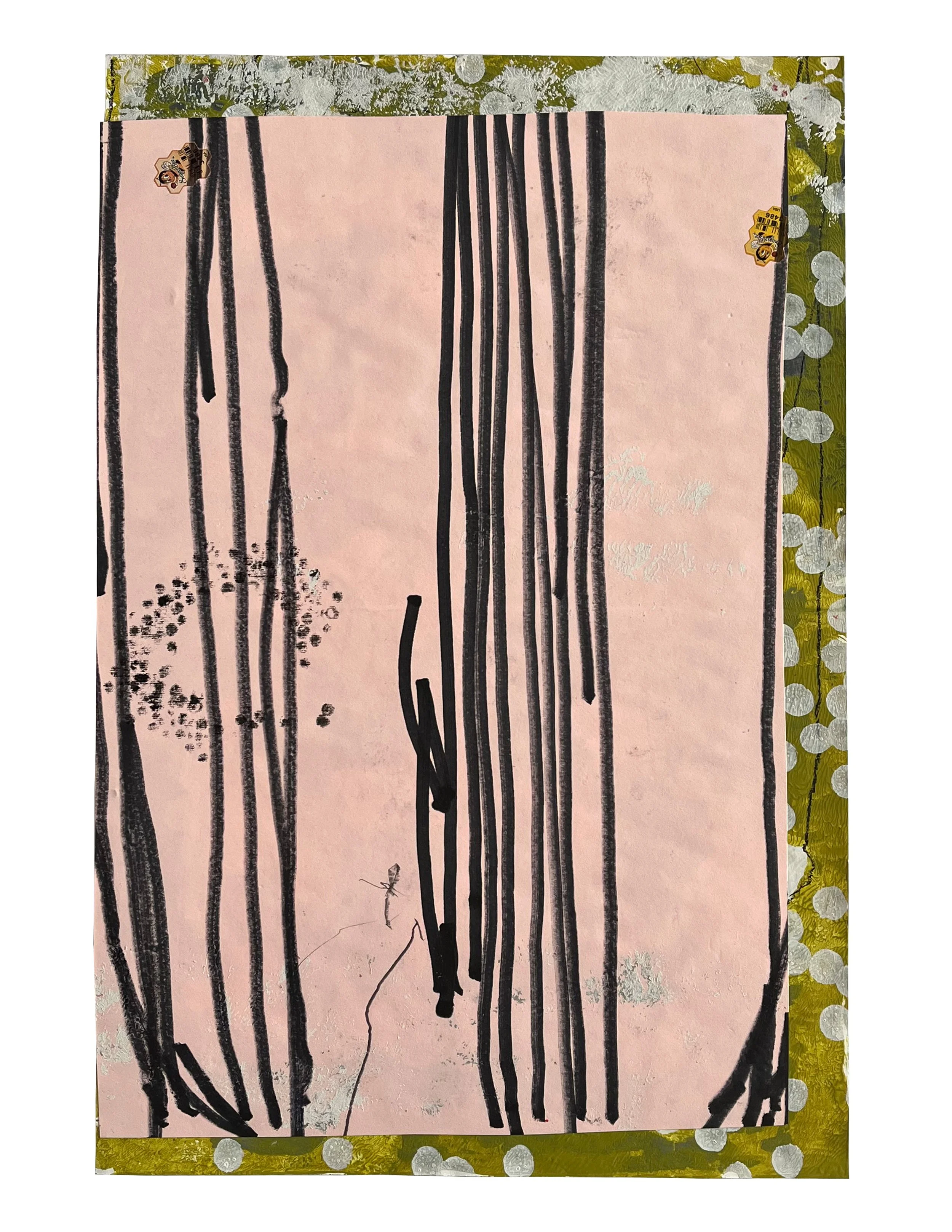 Have You Ever Read 1984? (0053), 2025 18 × 12 inches Acrylic, household paint, ink, graphite, paper, labels, and wax pencil