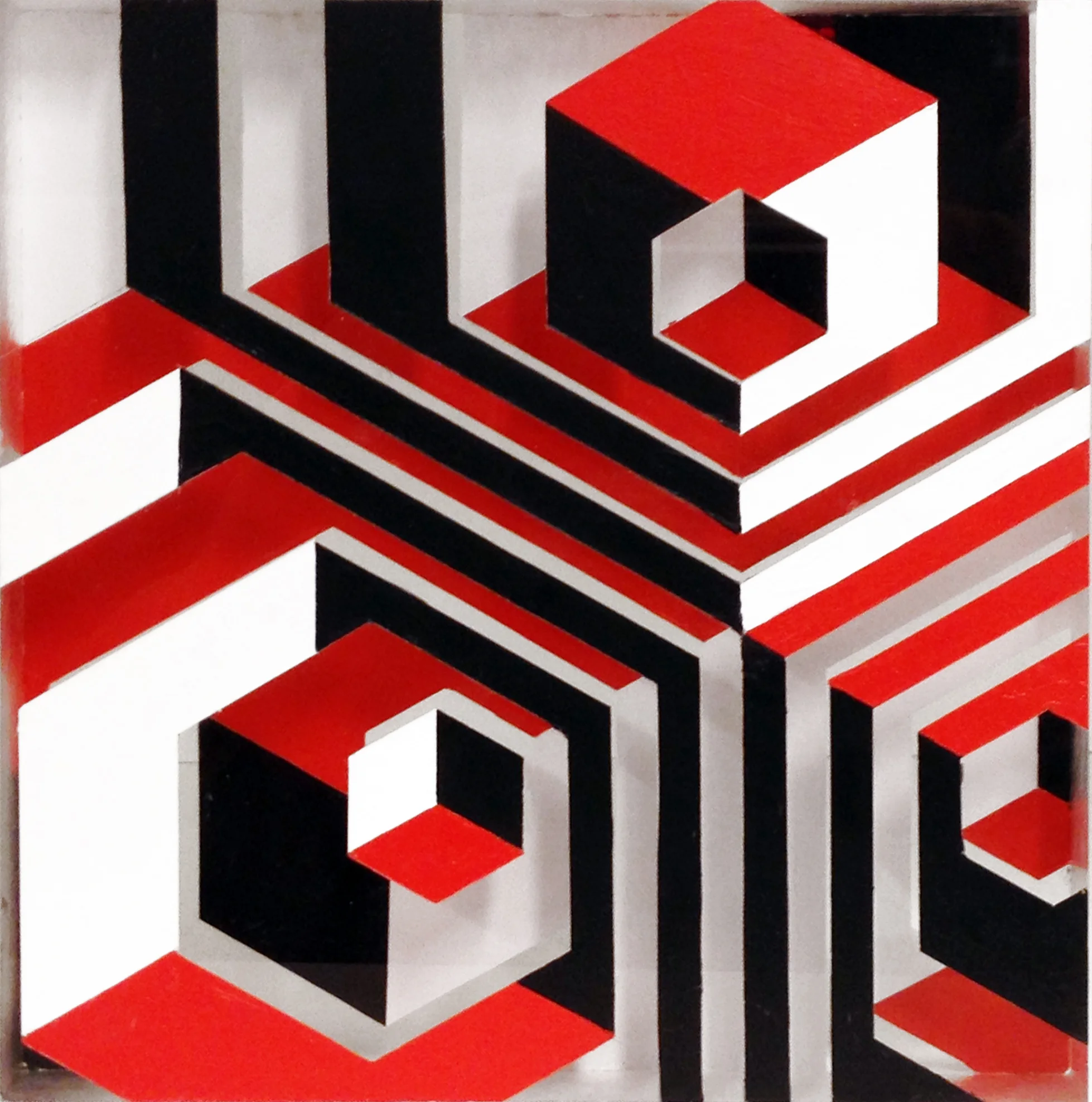Red, black, white and clear block 1