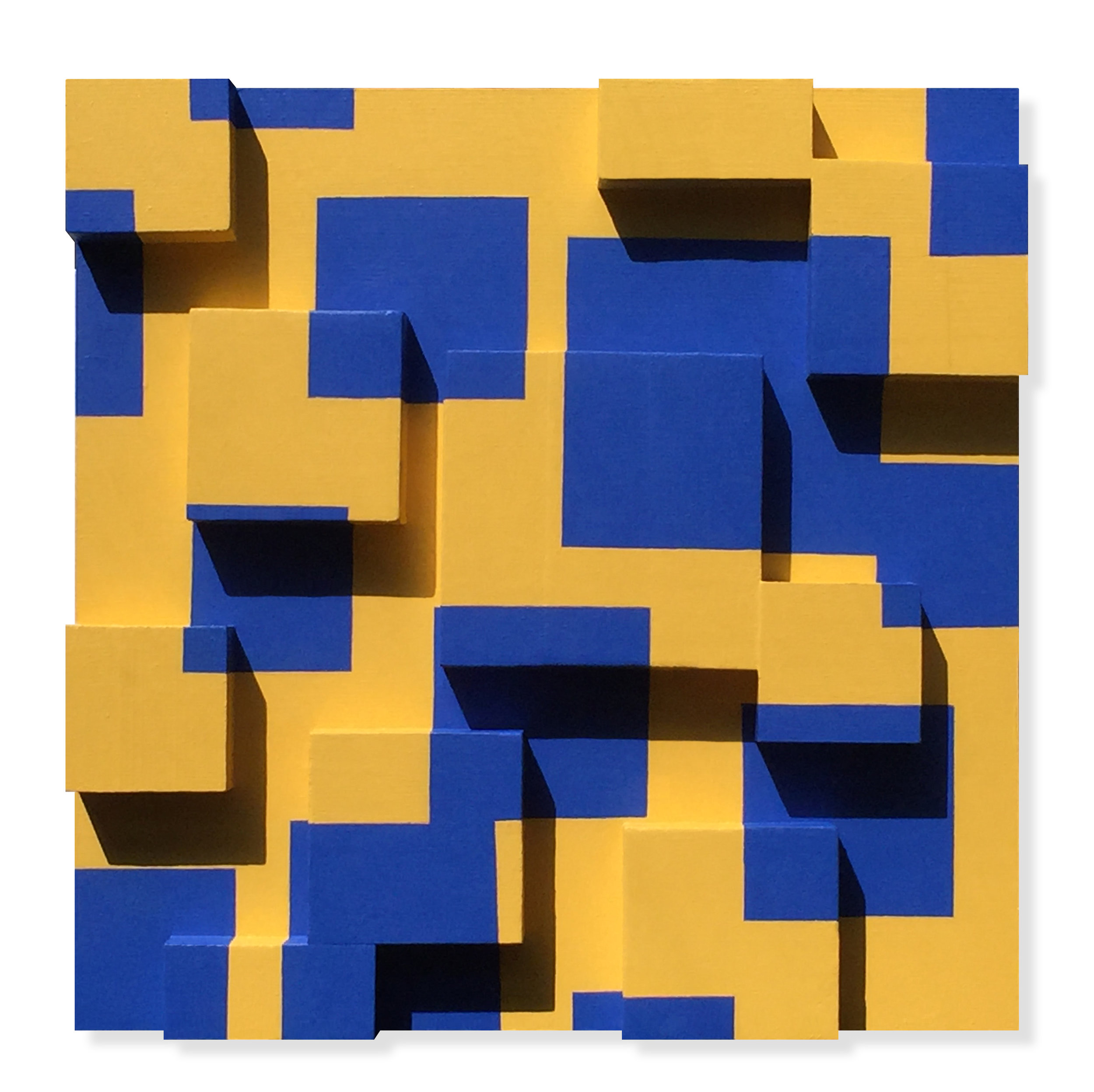 Square blocks in blue and yellow