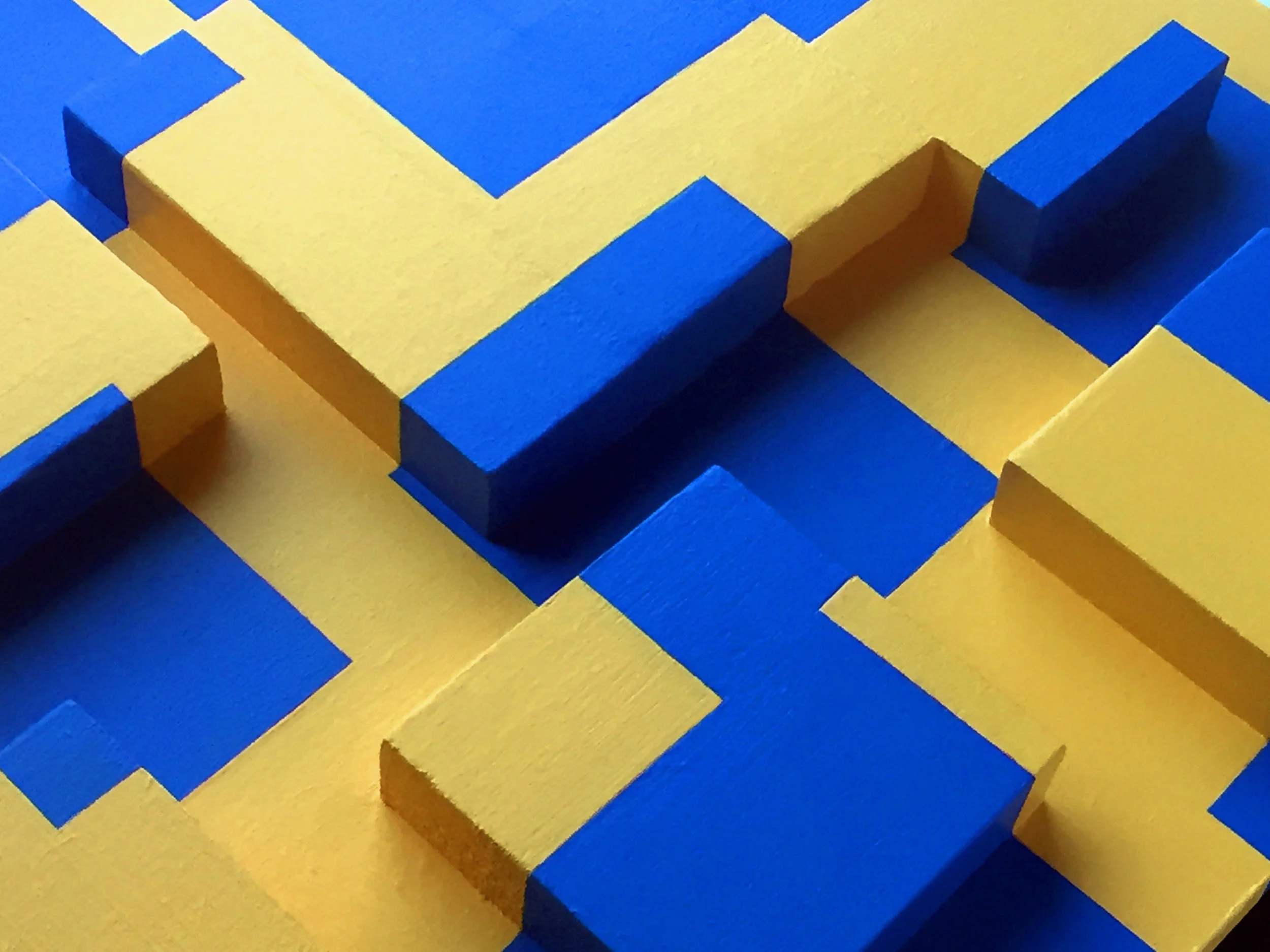 Square blocks in blue and yellow