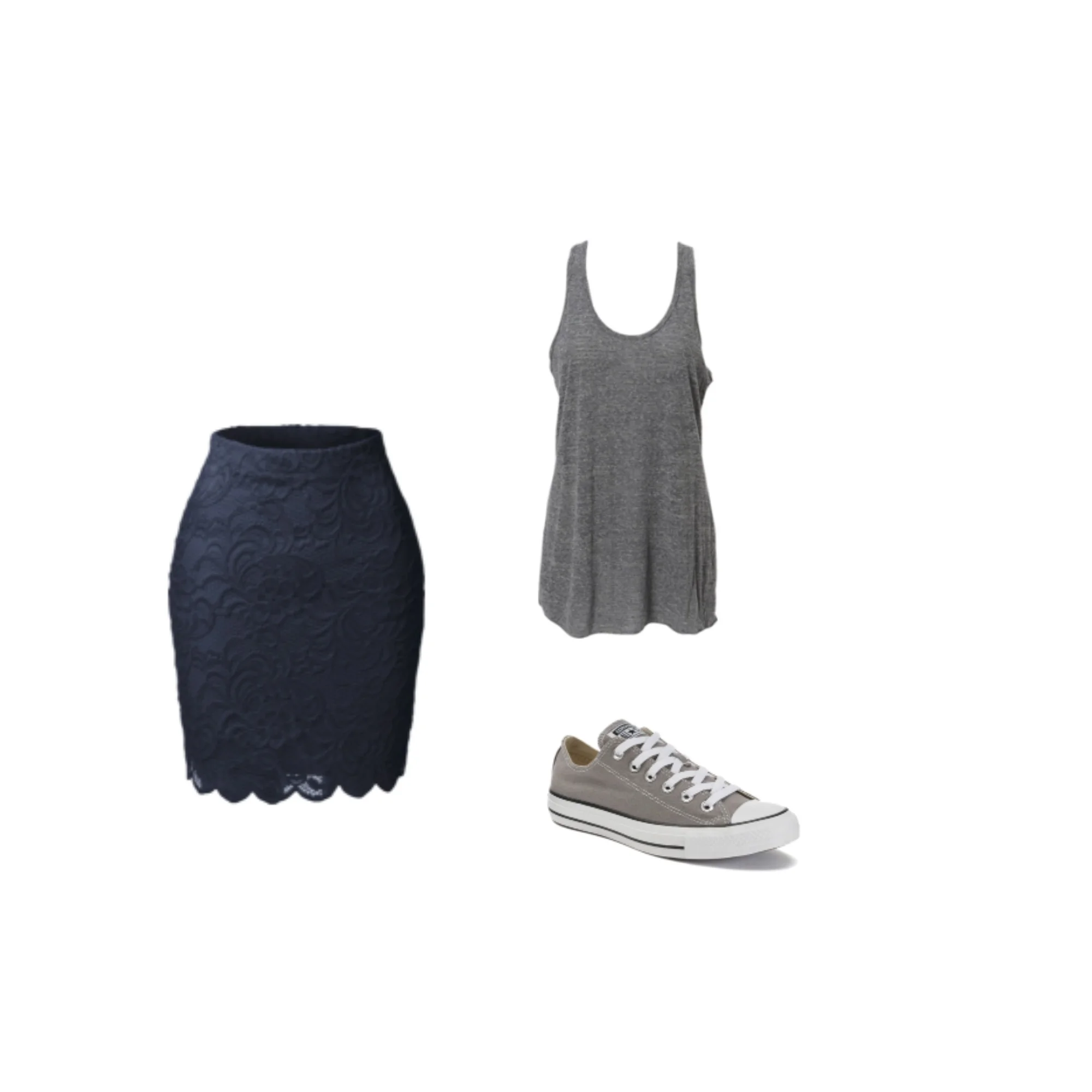 SKIRT + TANK + CONVERSE