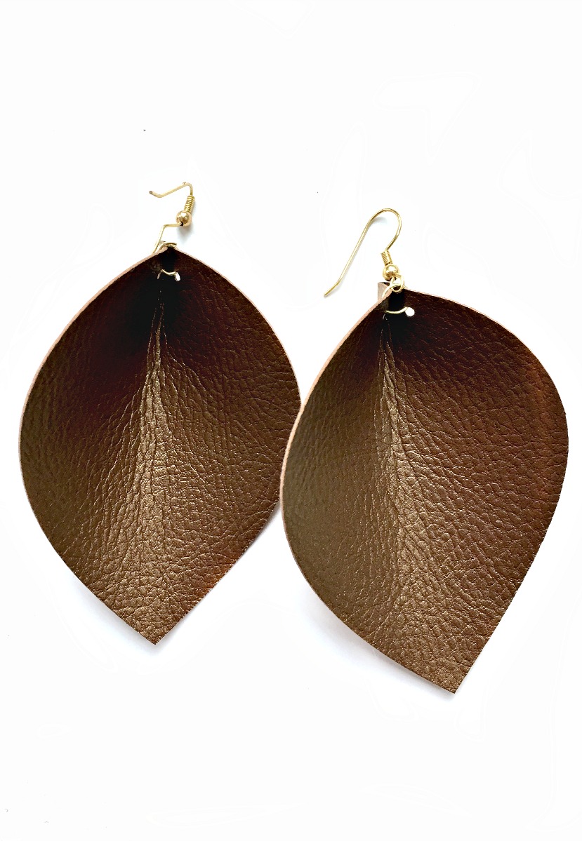 Leather earrings Faux leather earrings Teardrop earrings Brown leather earrings