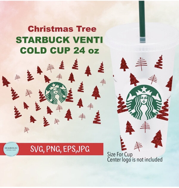 Christmas Starbucks Wrap SVG - Christmas Tree SVG - Hot Cup Wrap
