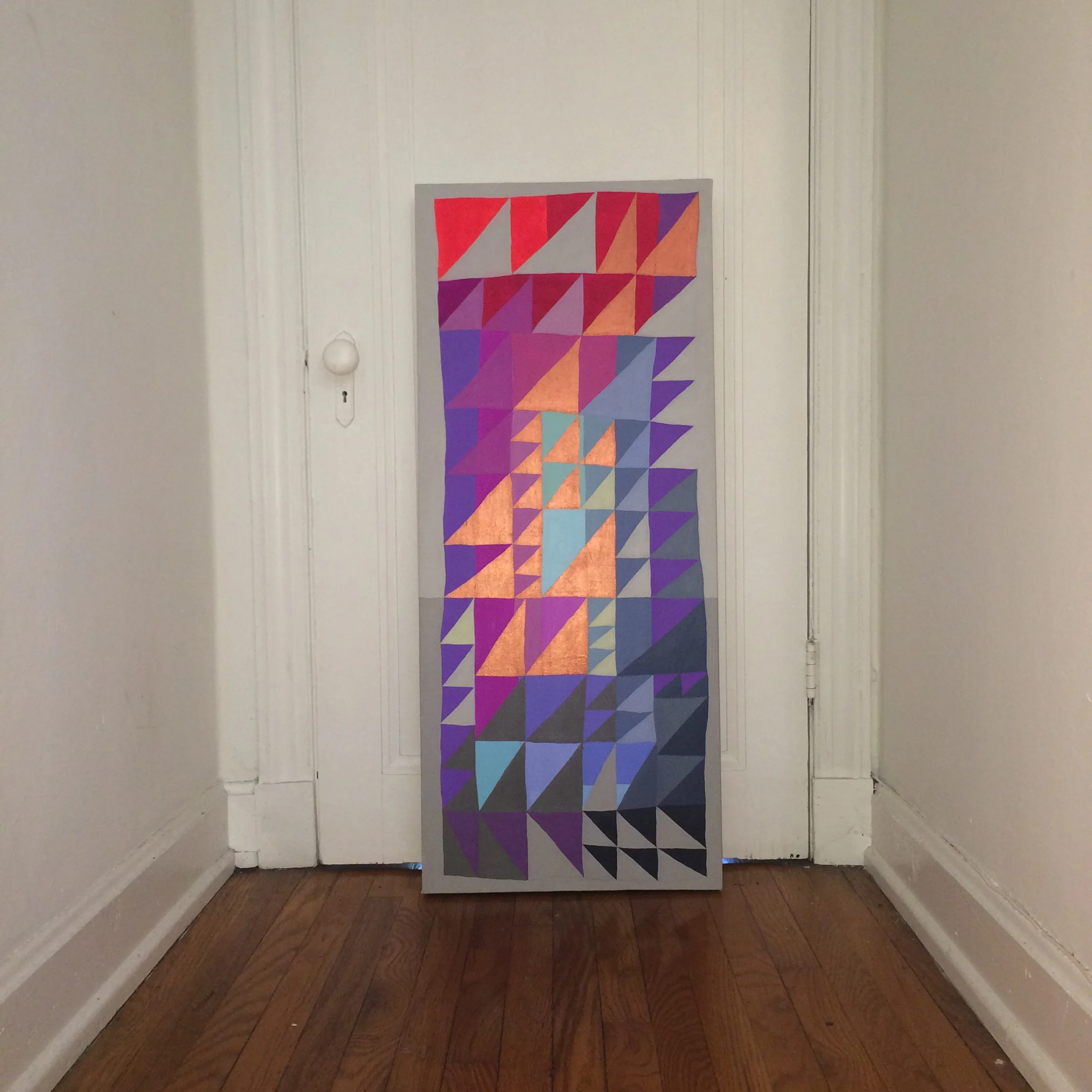   polite riot ,&nbsp;acrylic and graphite on canvas,&nbsp;18"x43" (sold) 