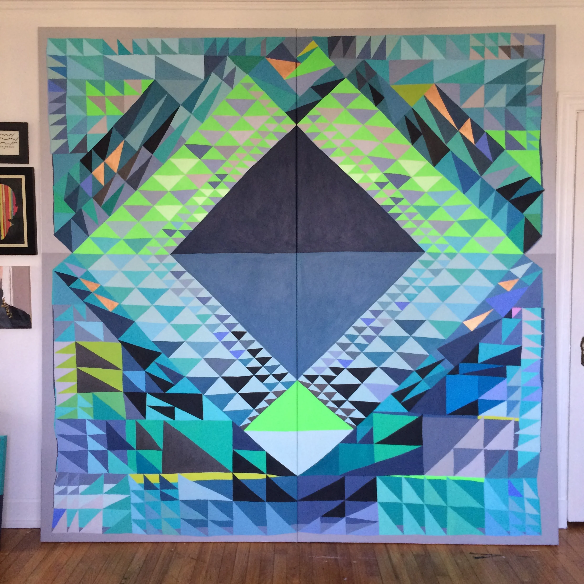   chaos (a good friend of mine);&nbsp; acrylic and graphite on canvas, 96"x96" (commission) 